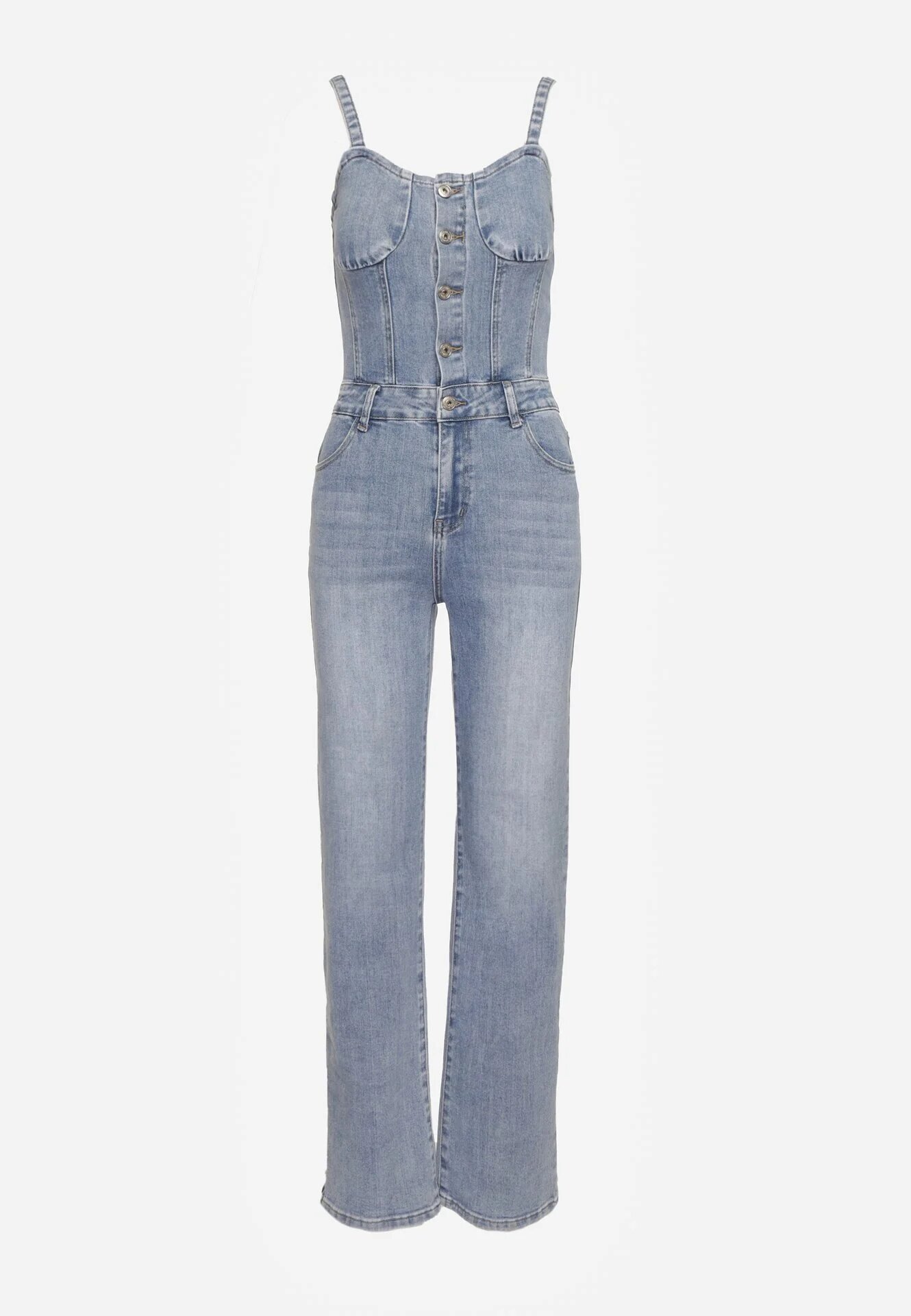 hello miss Salopetă Albastră Denim din Bumbac cu Bretele cu Craci Drepți Laelliana