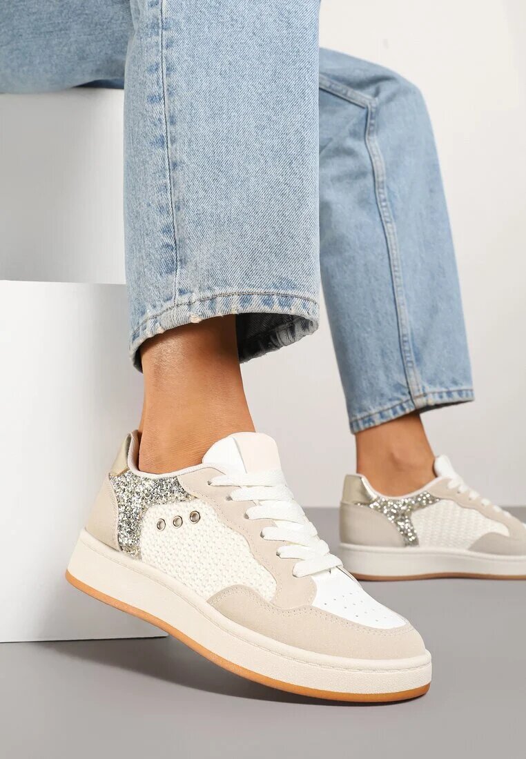 ideal Adidași Bej cu Cusături Decorative în Stil Streetwear Neoniela