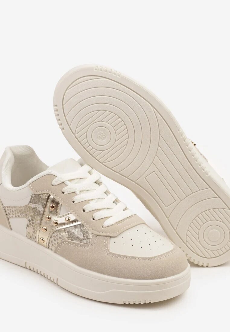 ideal Adidași Bej cu Ornament Metalic și Inserție cu Imitație de Piele de Șarpe Sarilira