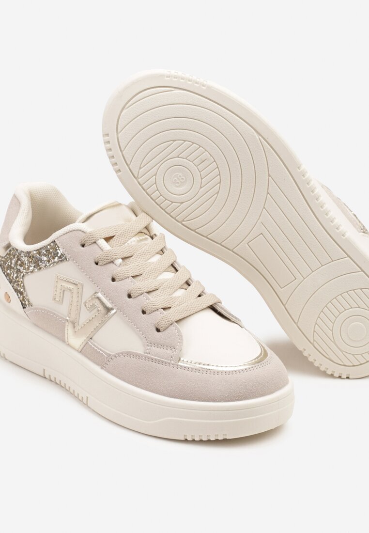 ideal Adidași Bej cu Sclipici și Decorațiuni Metalice Pillara