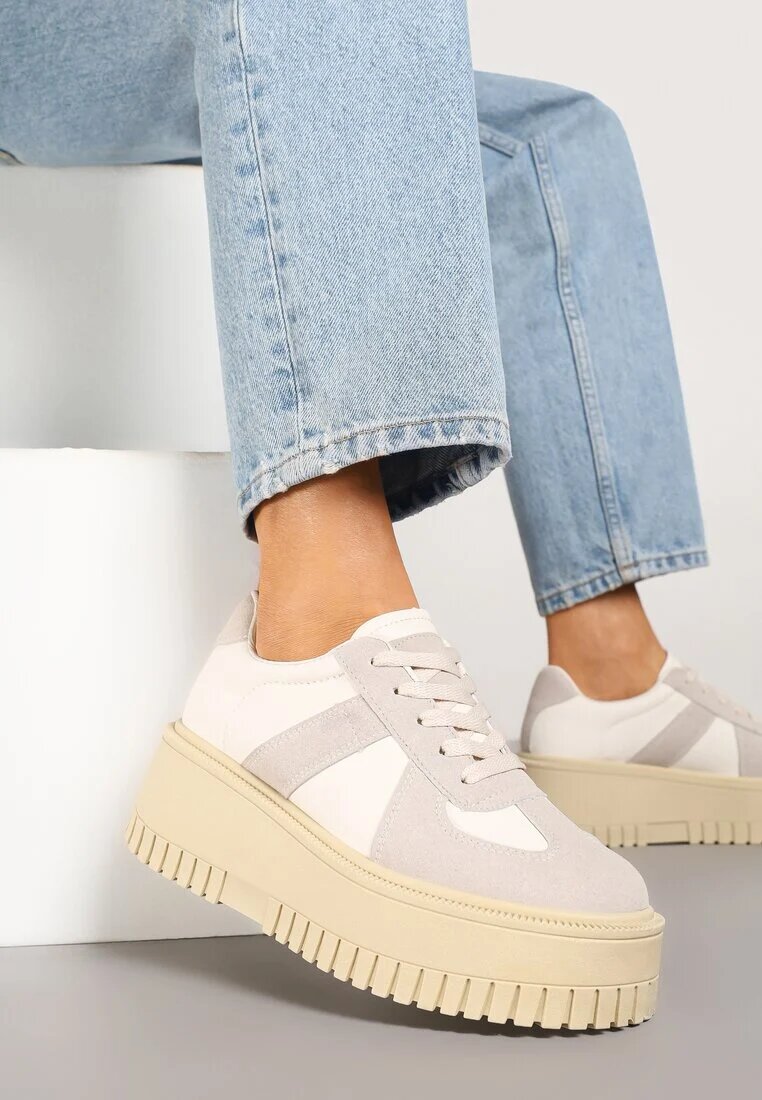 ideal Adidași Bej-Gri Stil Tenis cu Platformă în relief Firreis