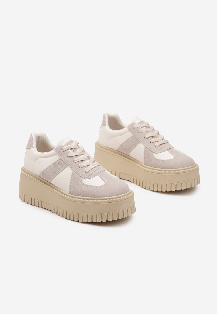ideal Adidași Bej-Gri Stil Tenis cu Platformă în relief Firreis