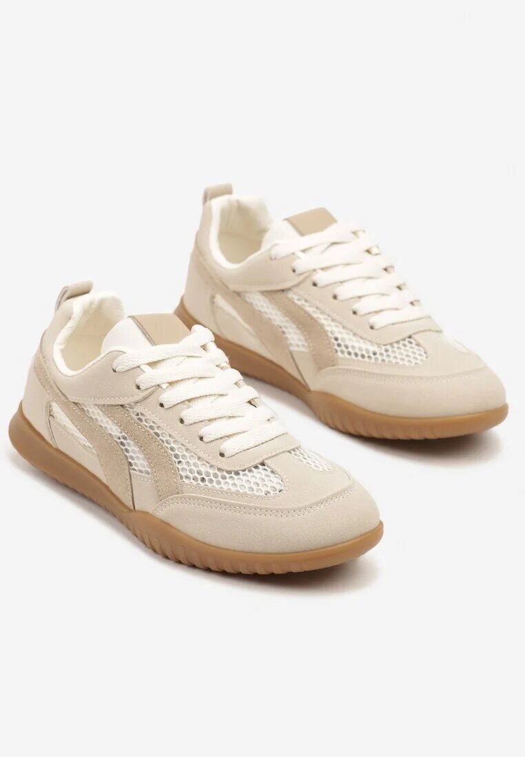 ideal Adidași Bej închis în stil tenis decorați cu dungi Amooshea