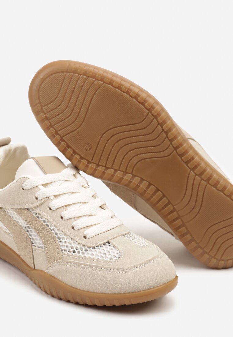 ideal Adidași Bej închis în stil tenis decorați cu dungi Amooshea