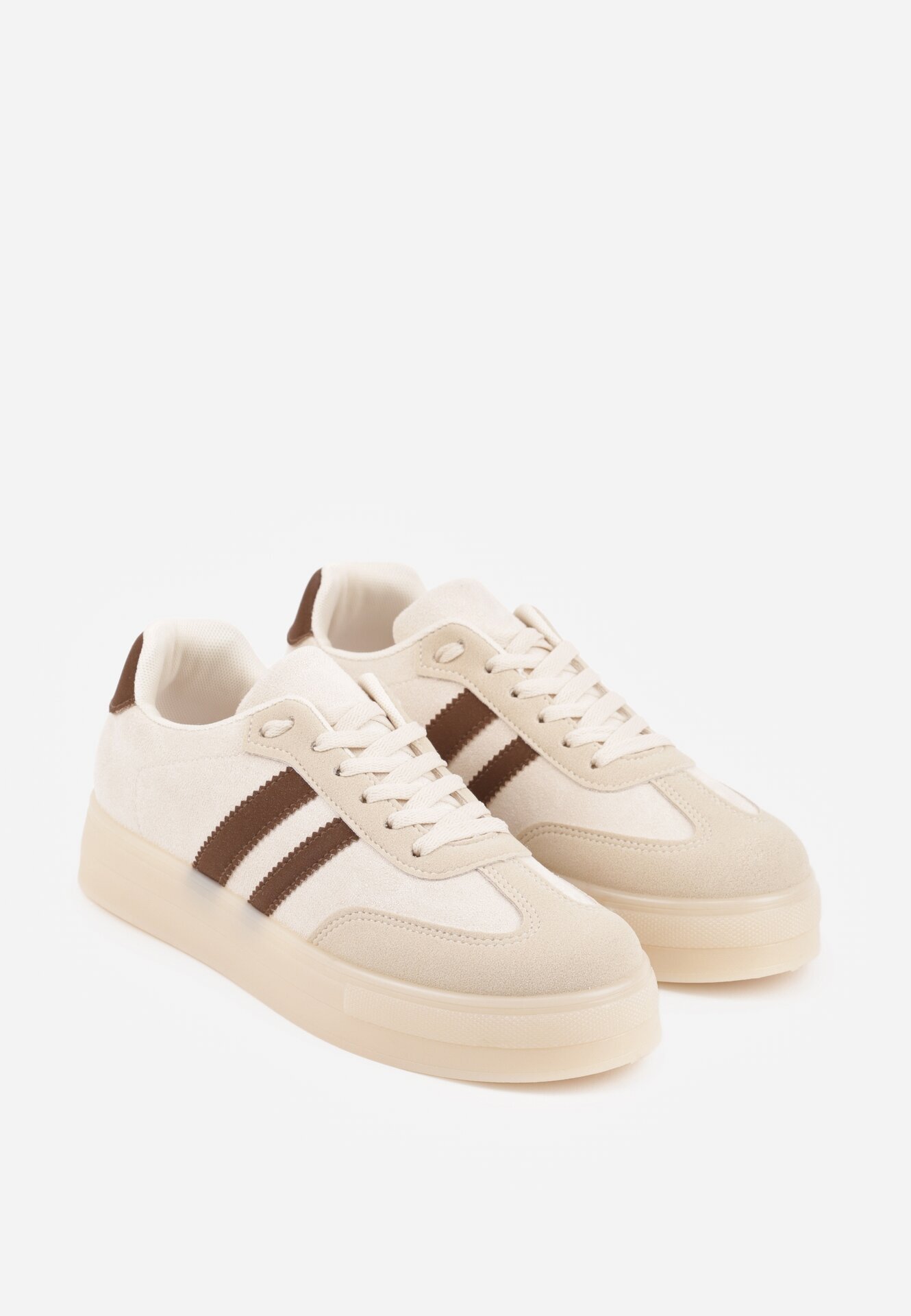 ideal Adidași Bej pe talpă groasă de cauciuc cu benzi pe laterale Ninlili