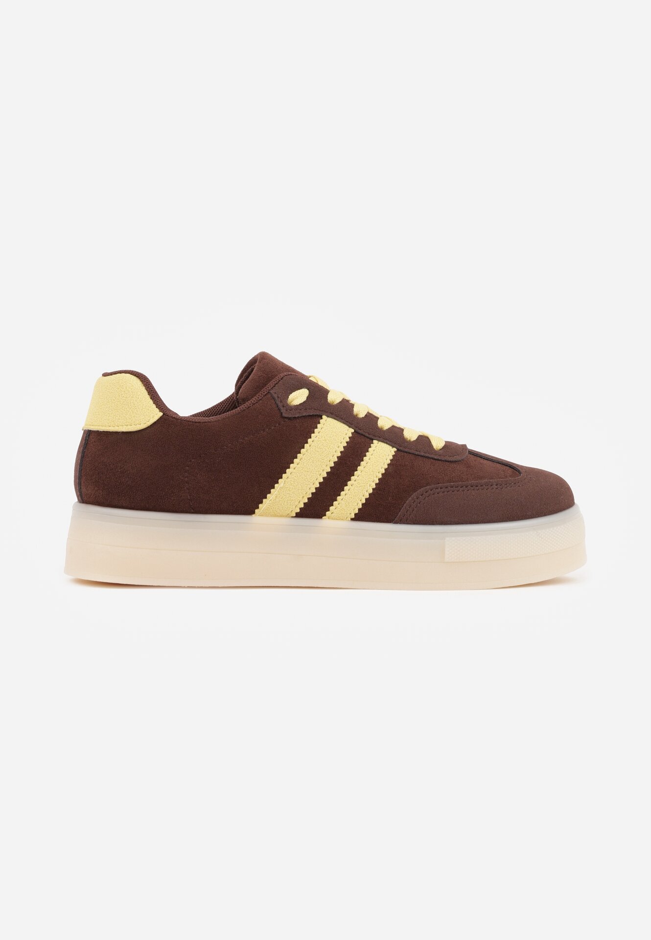 ideal Adidași Maro închis pe Talpă Groasă de Cauciuc cu Dungi pe Laterale Ninlili