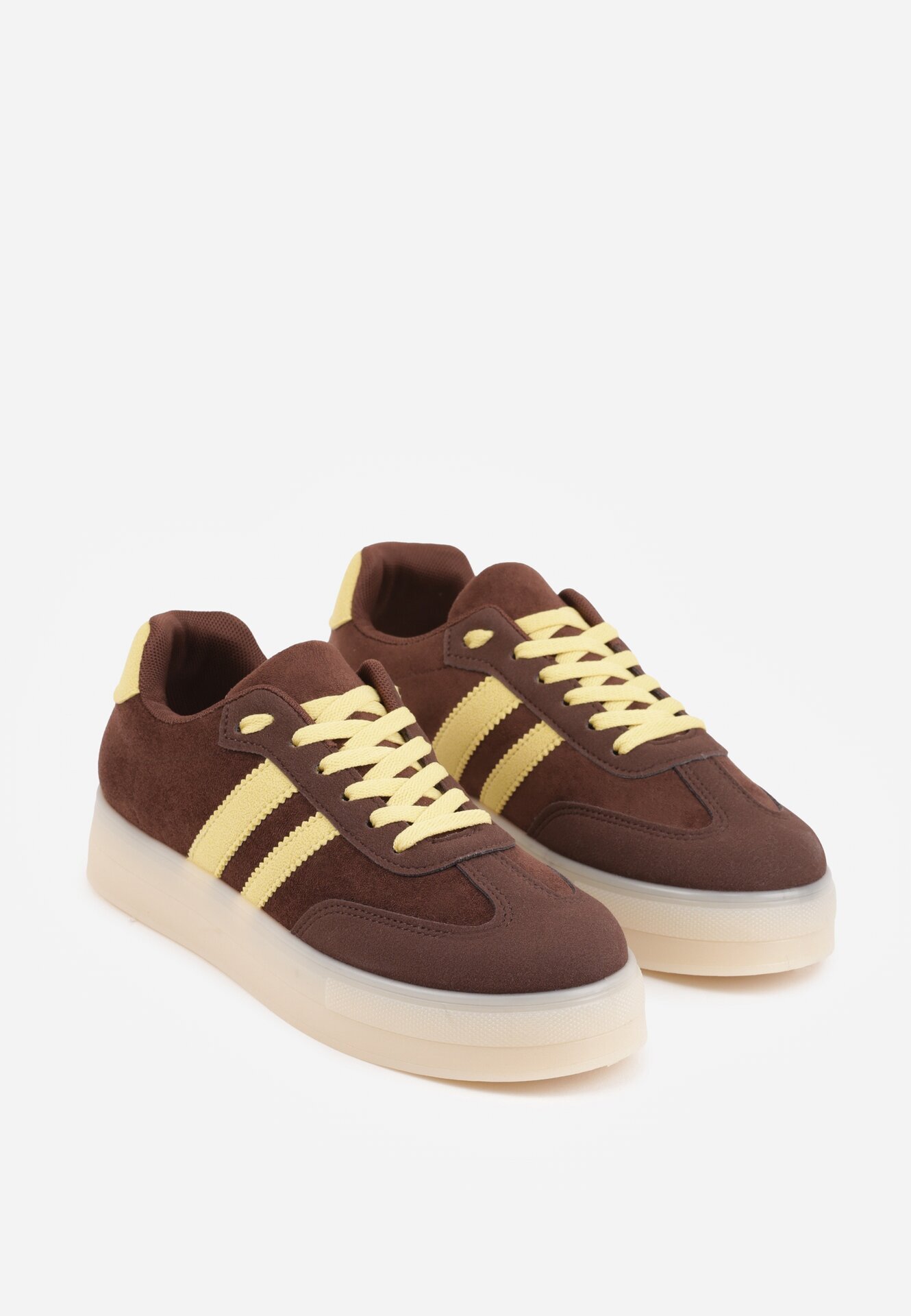 ideal Adidași Maro închis pe Talpă Groasă de Cauciuc cu Dungi pe Laterale Ninlili