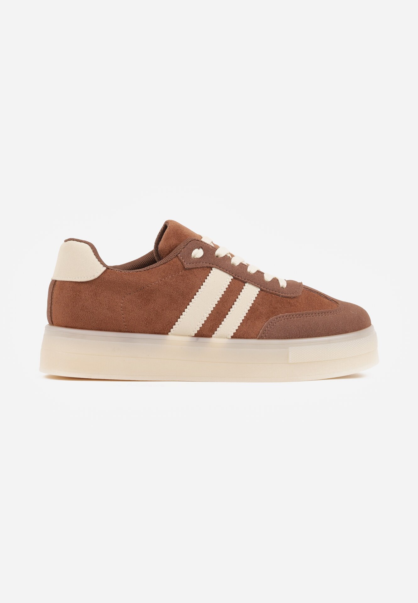 ideal Adidași Maro pe talpă groasă de cauciuc cu dungi pe laterale Ninlili