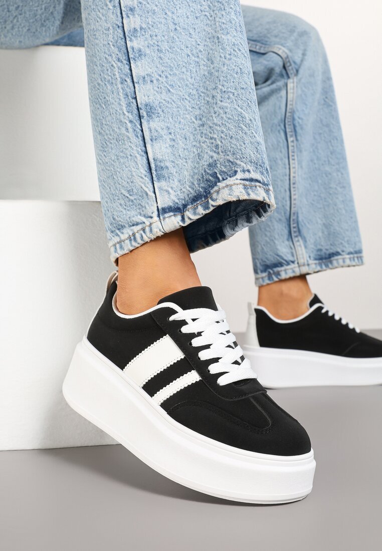 ideal Adidași Negre Teniși Cult cu platformă și pană Elisara