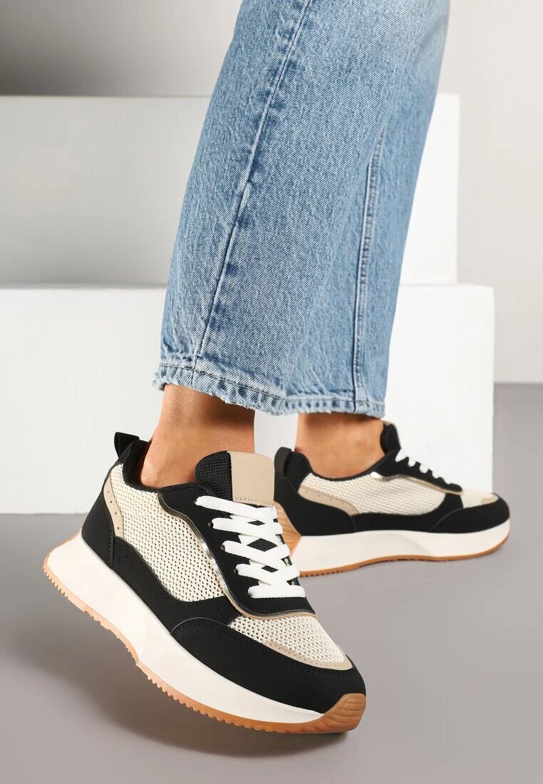 ideal Adidași Negri-Bej cu Model Geometric Borgis