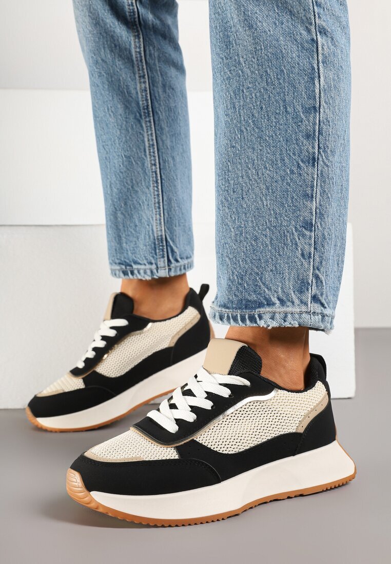 ideal Adidași Negri-Bej cu Model Geometric Borgis