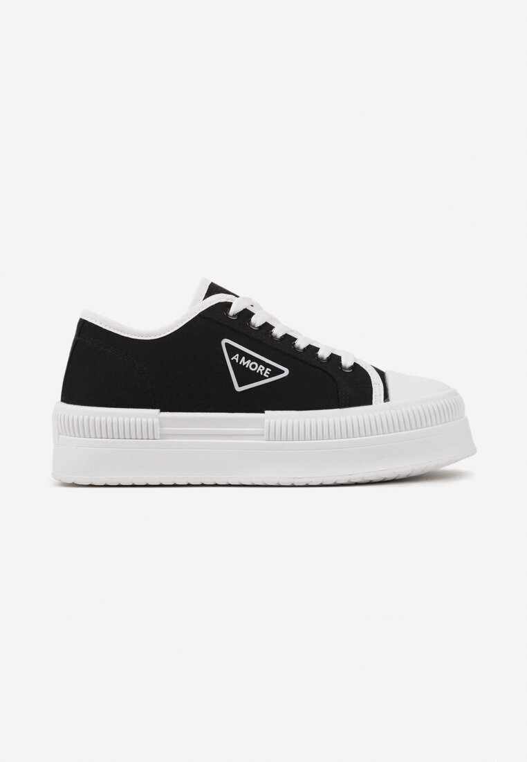 ideal Adidași Negri cu Platformă cu Aplică pe Lateral Alimiora