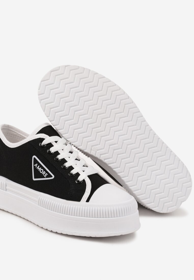 ideal Adidași Negri cu Platformă cu Aplică pe Lateral Alimiora
