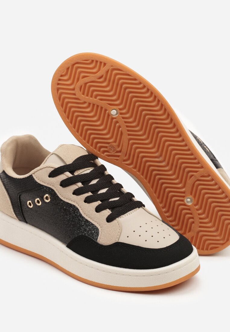 ideal Adidași Negru-Bej cu Cusături Decorative în Stil Streetwear Neoniela