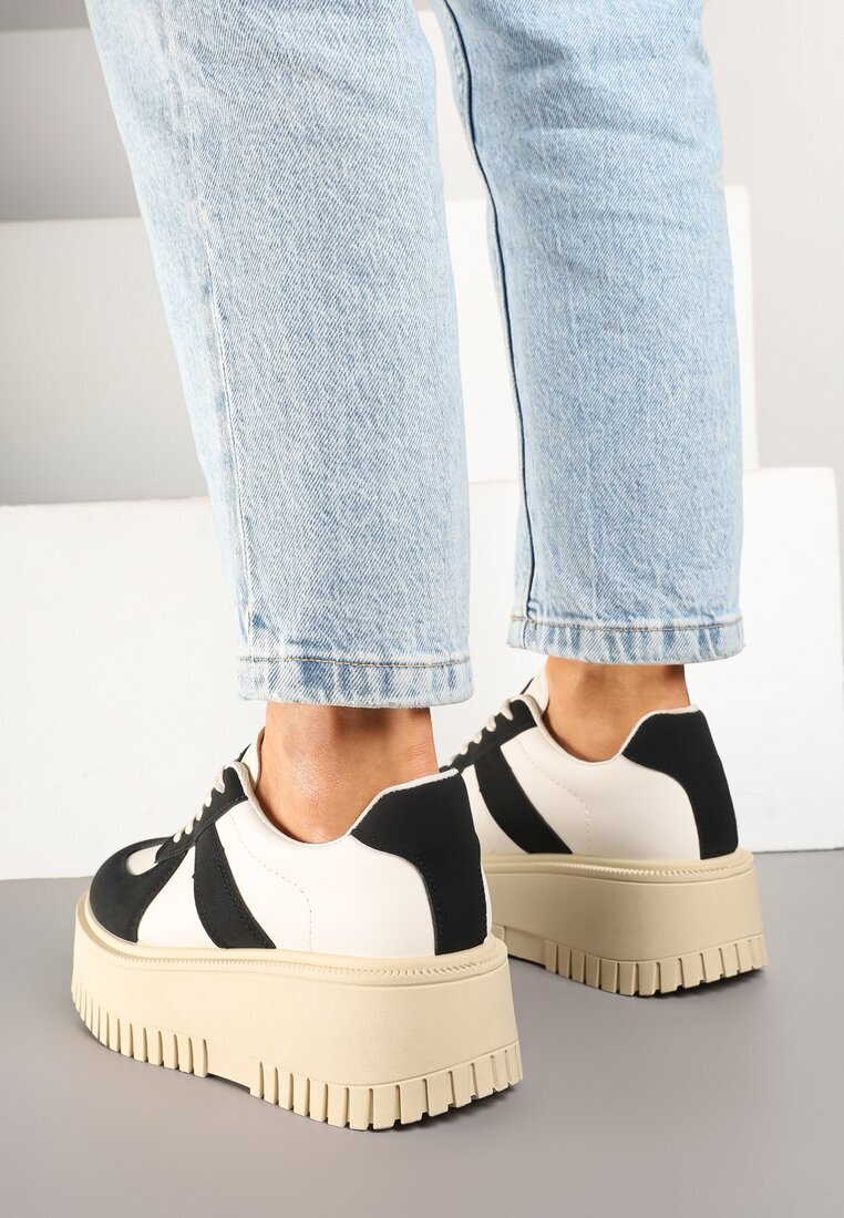 ideal Adidași Negru-bej Stil Tenis cu Platformă cu Gofraje Firreis