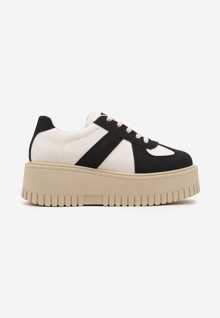 ideal Adidași Negru-bej Stil Tenis cu Platformă cu Gofraje Firreis