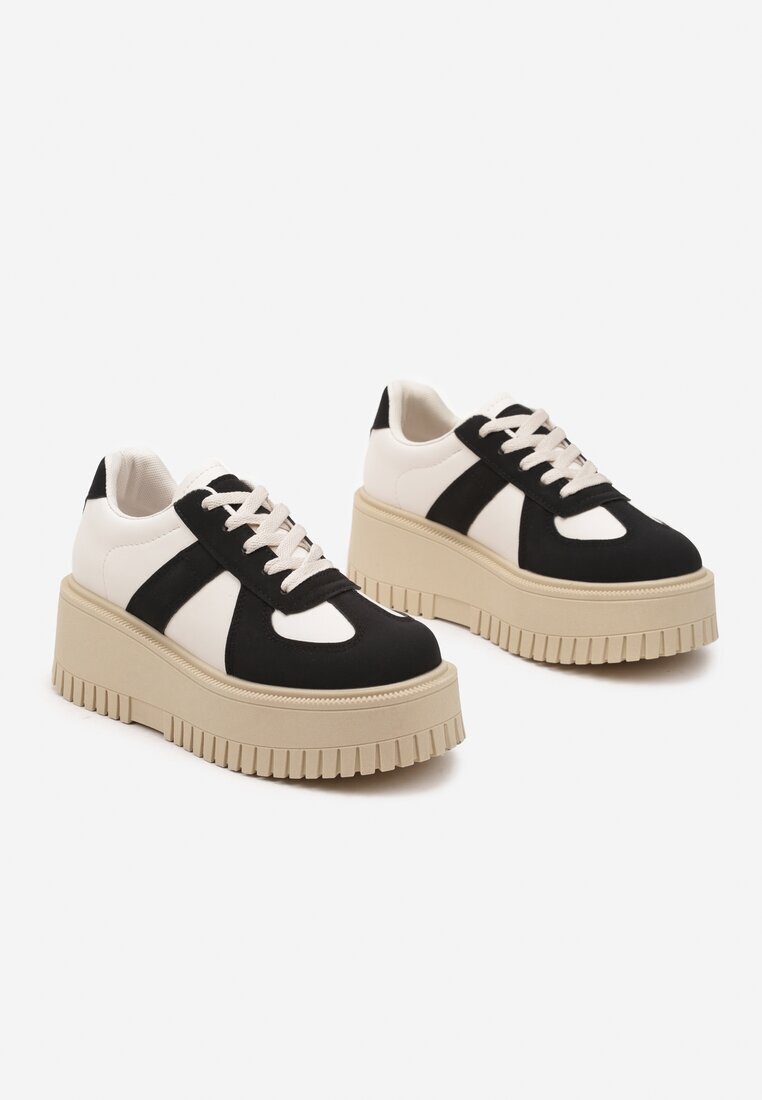 ideal Adidași Negru-bej Stil Tenis cu Platformă cu Gofraje Firreis