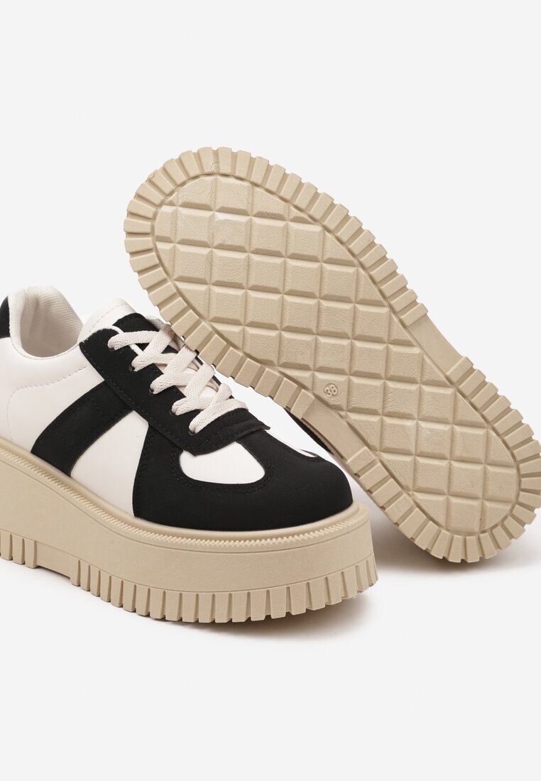 ideal Adidași Negru-bej Stil Tenis cu Platformă cu Gofraje Firreis