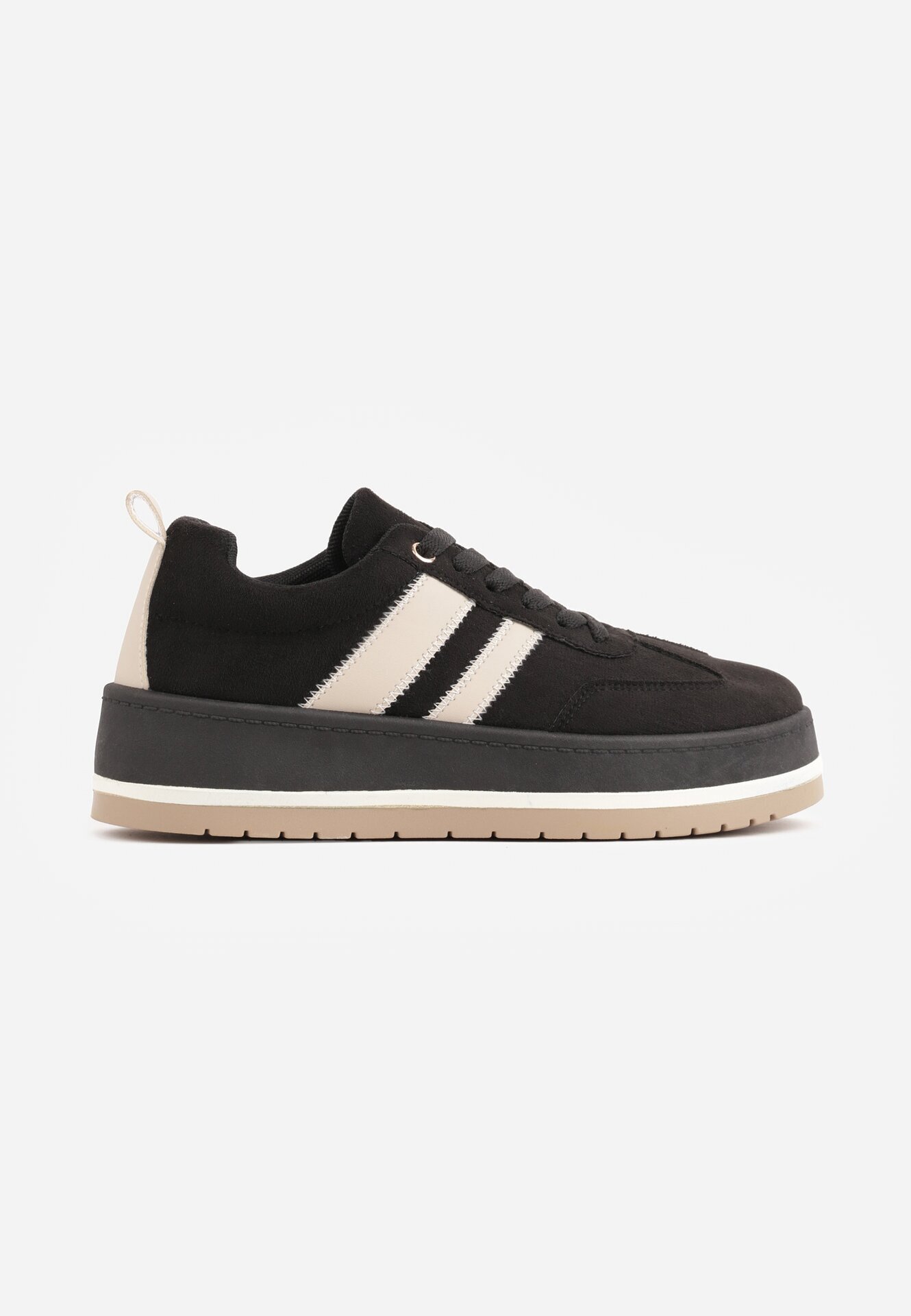 ideal Adidași retro din imitație de piele de căprioară pe talpă groasă Corvimes Negri
