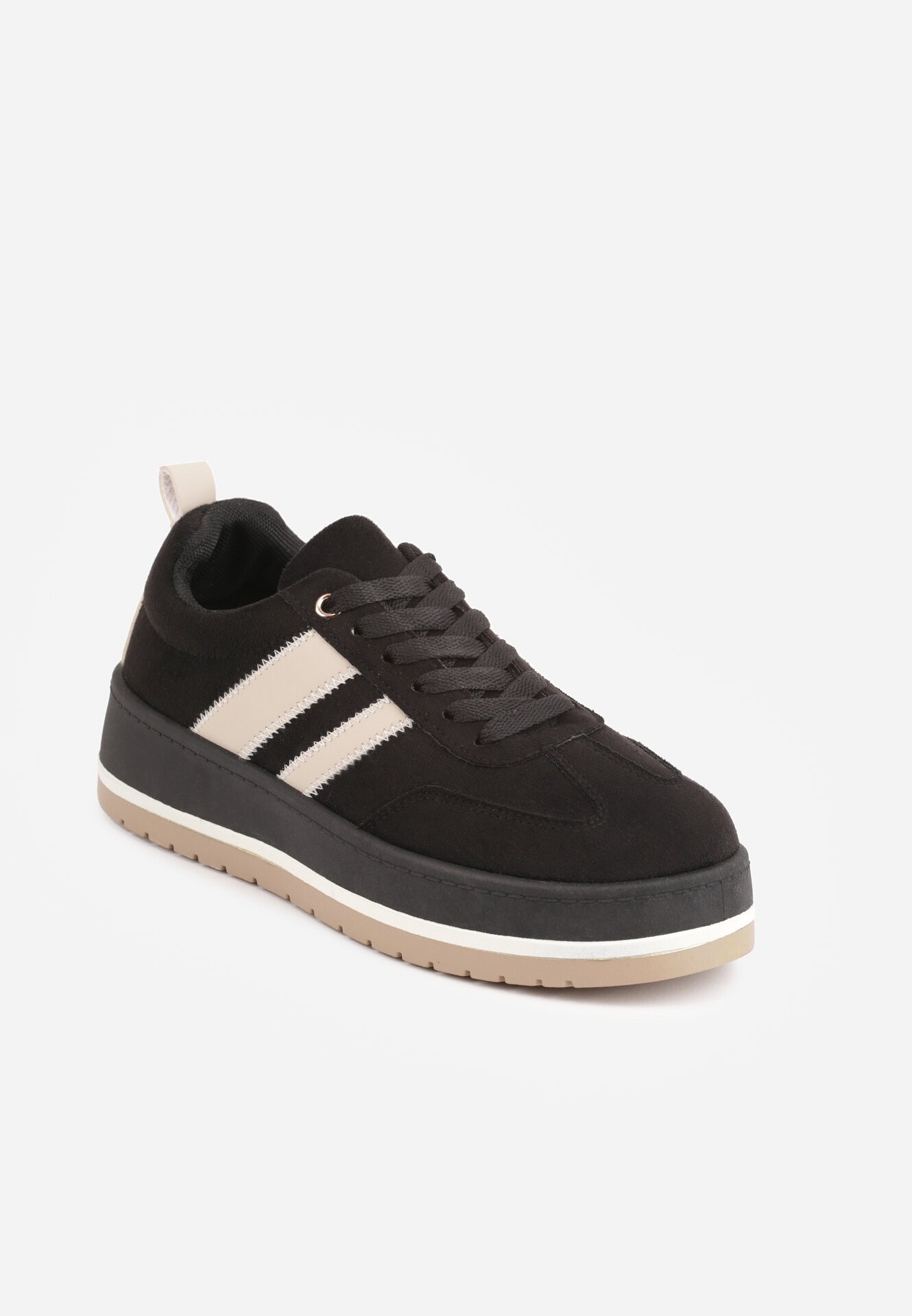 ideal Adidași retro din imitație de piele de căprioară pe talpă groasă Corvimes Negri