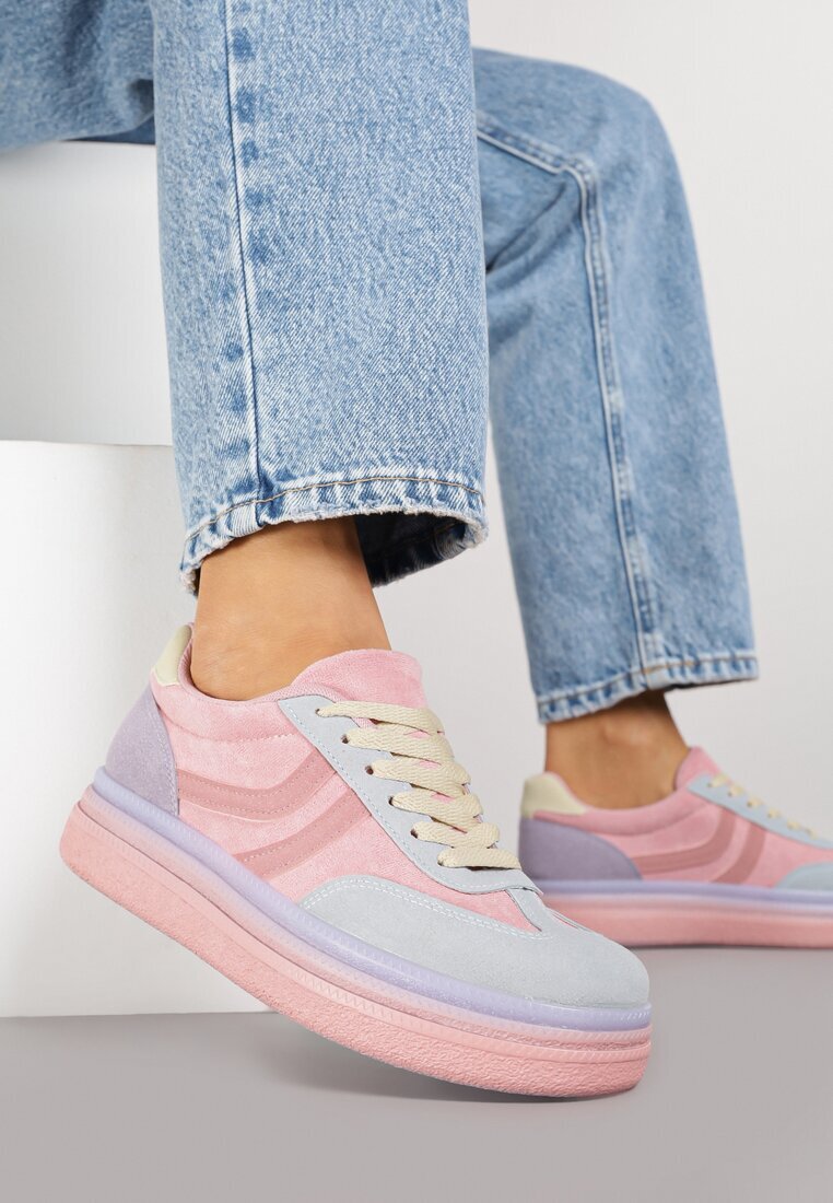 ideal Adidași Roz-Albastru în Stil Clasici Teniși cu Talpă Groasă Grelritia