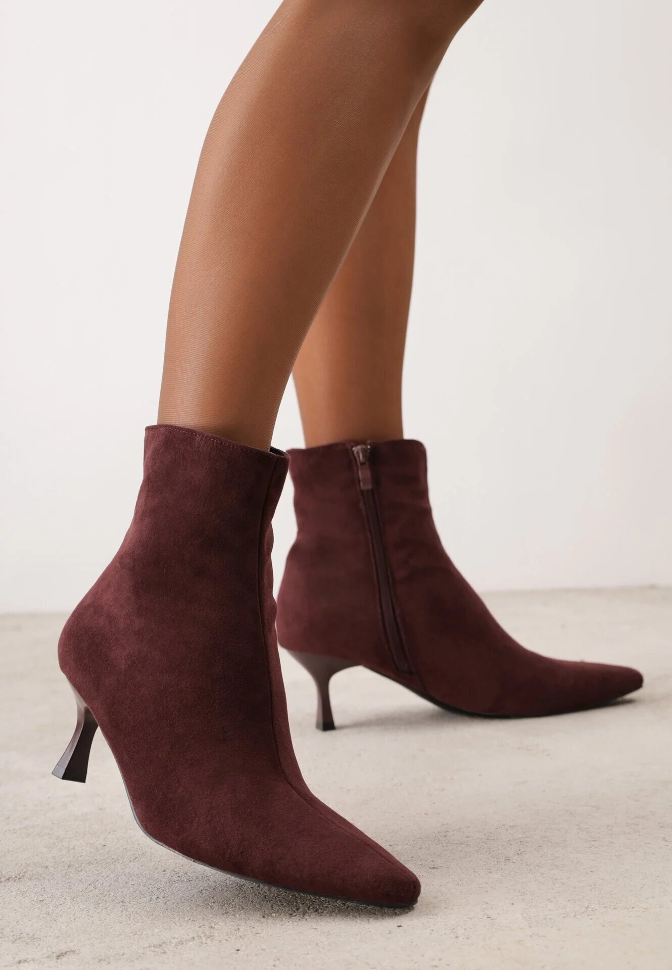 ideal Asortate Minimaliste Botine pe toc kitten Siwira Bordo - Pled