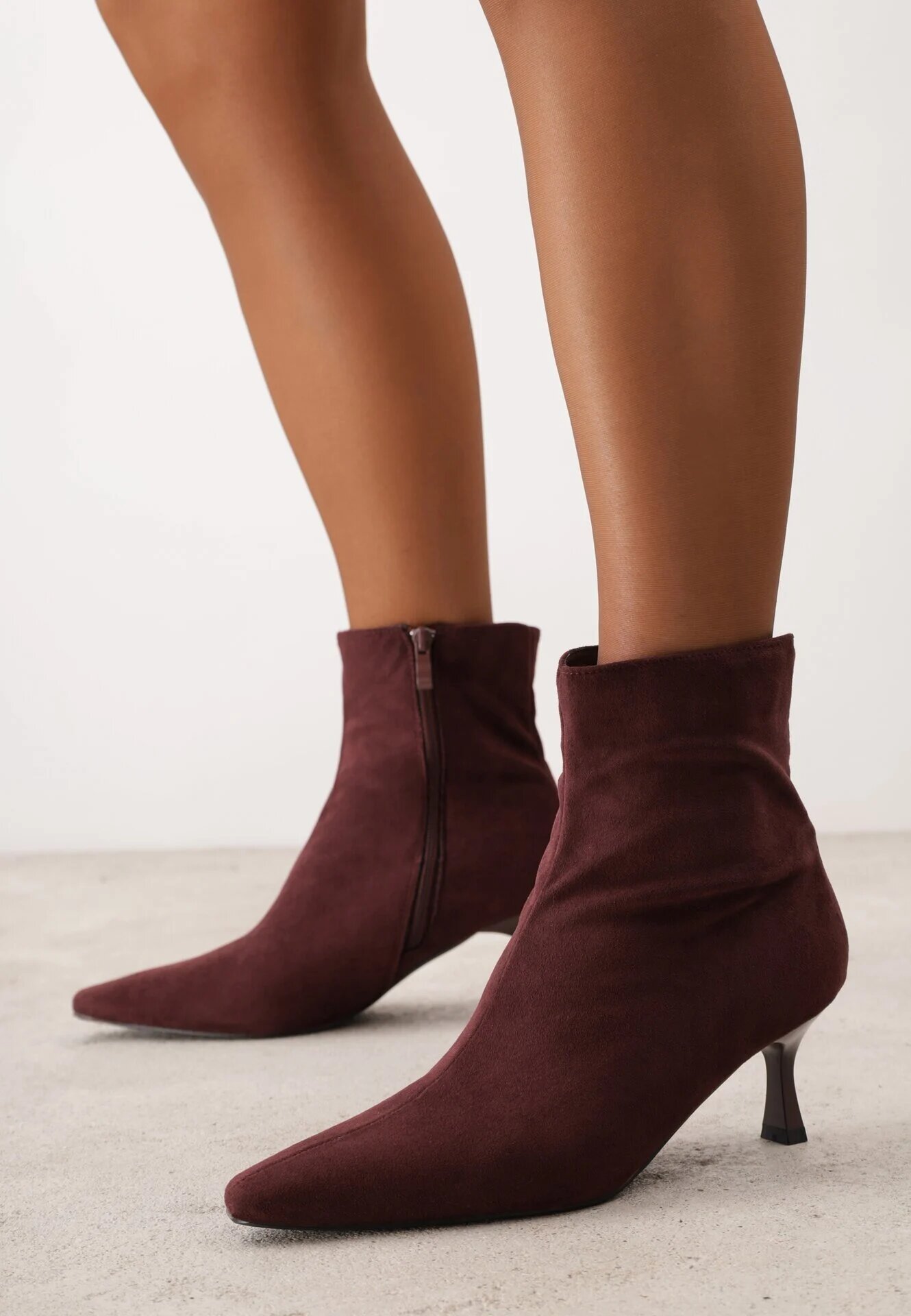 ideal Asortate Minimaliste Botine pe toc kitten Siwira Bordo - Pled