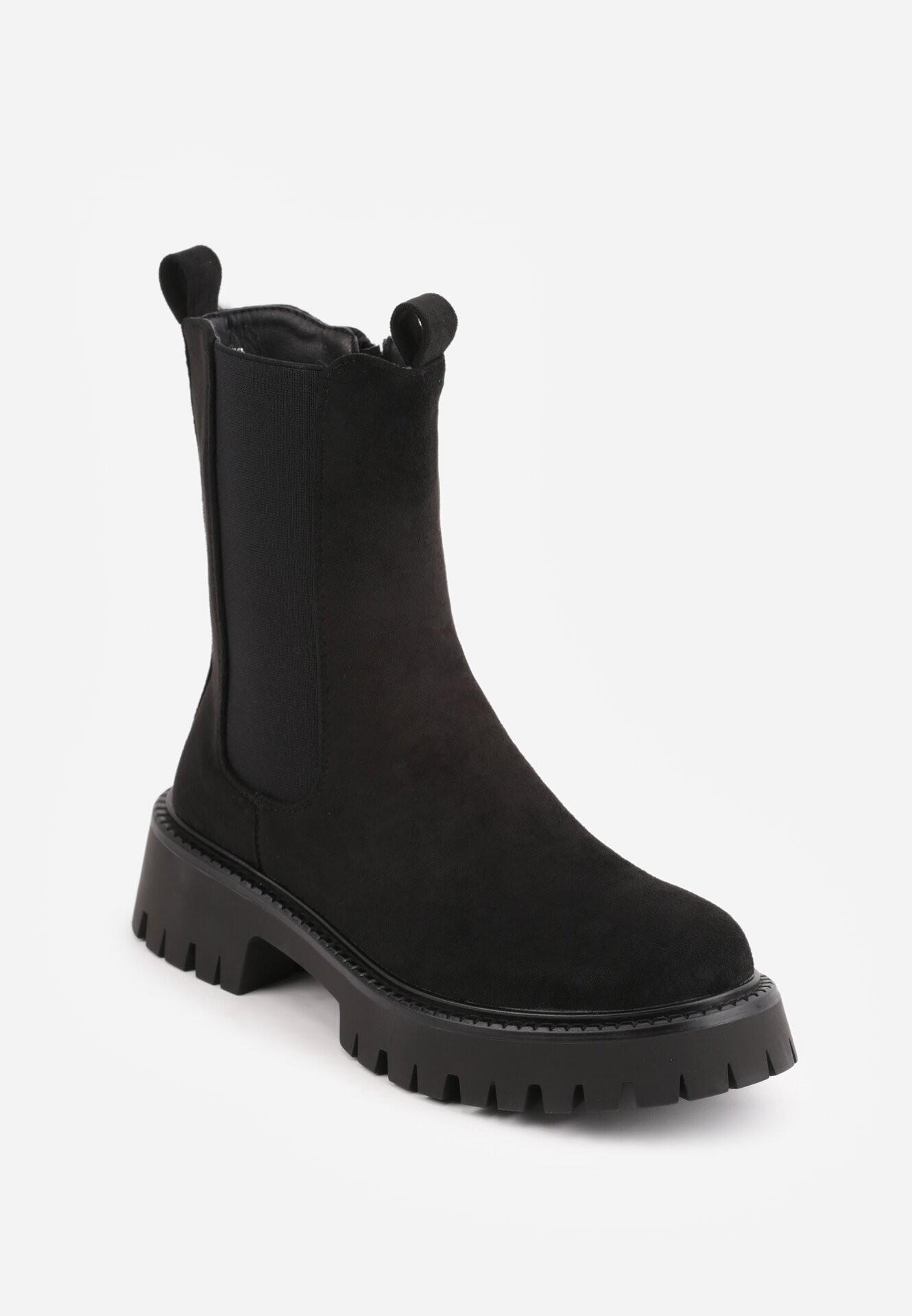 ideal Botine clasice cu talpă joasă (tip chelsea) din imitație de piele întoarsă cu talpă profilată Journa Negre