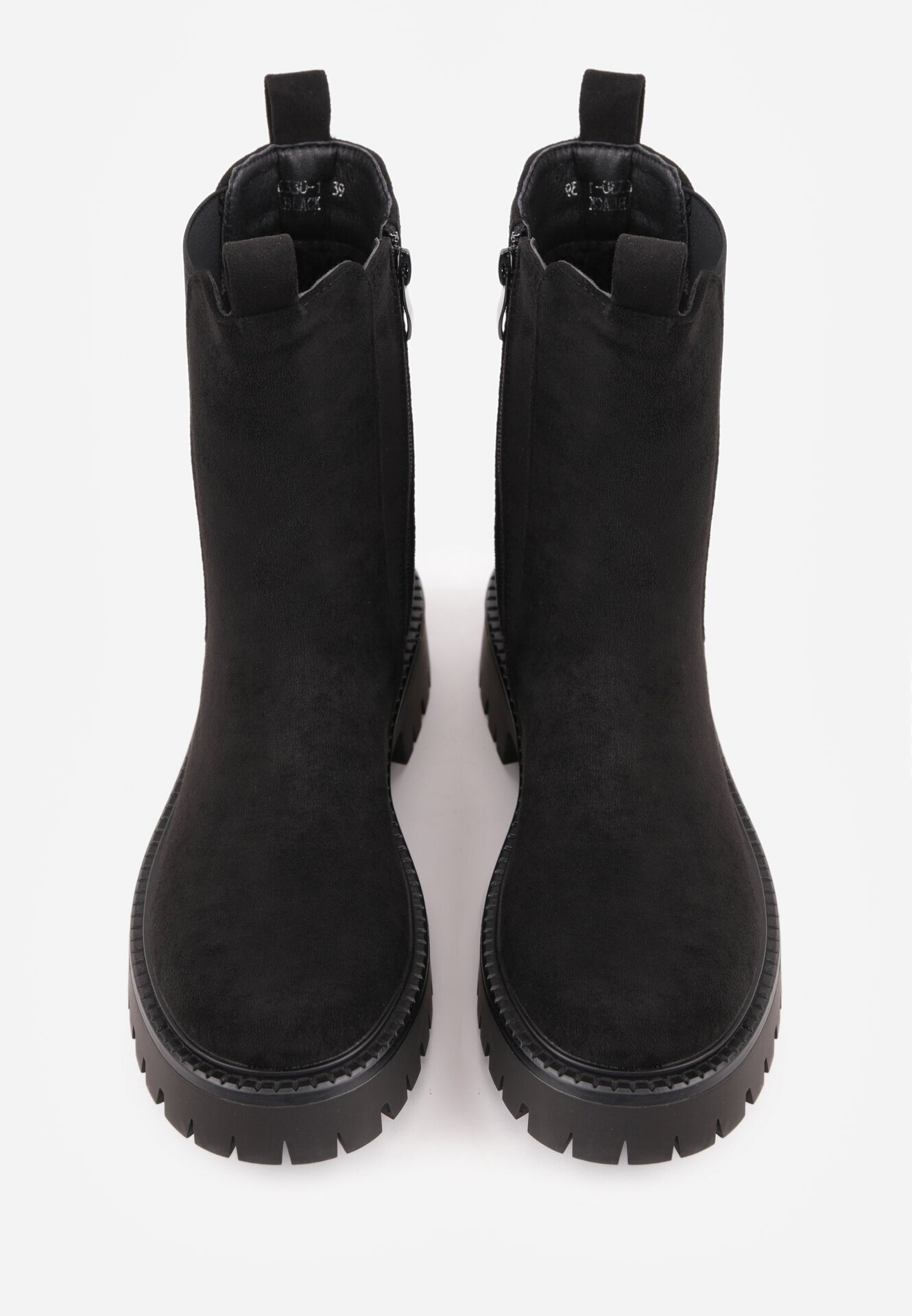 ideal Botine clasice cu talpă joasă (tip chelsea) din imitație de piele întoarsă cu talpă profilată Journa Negre