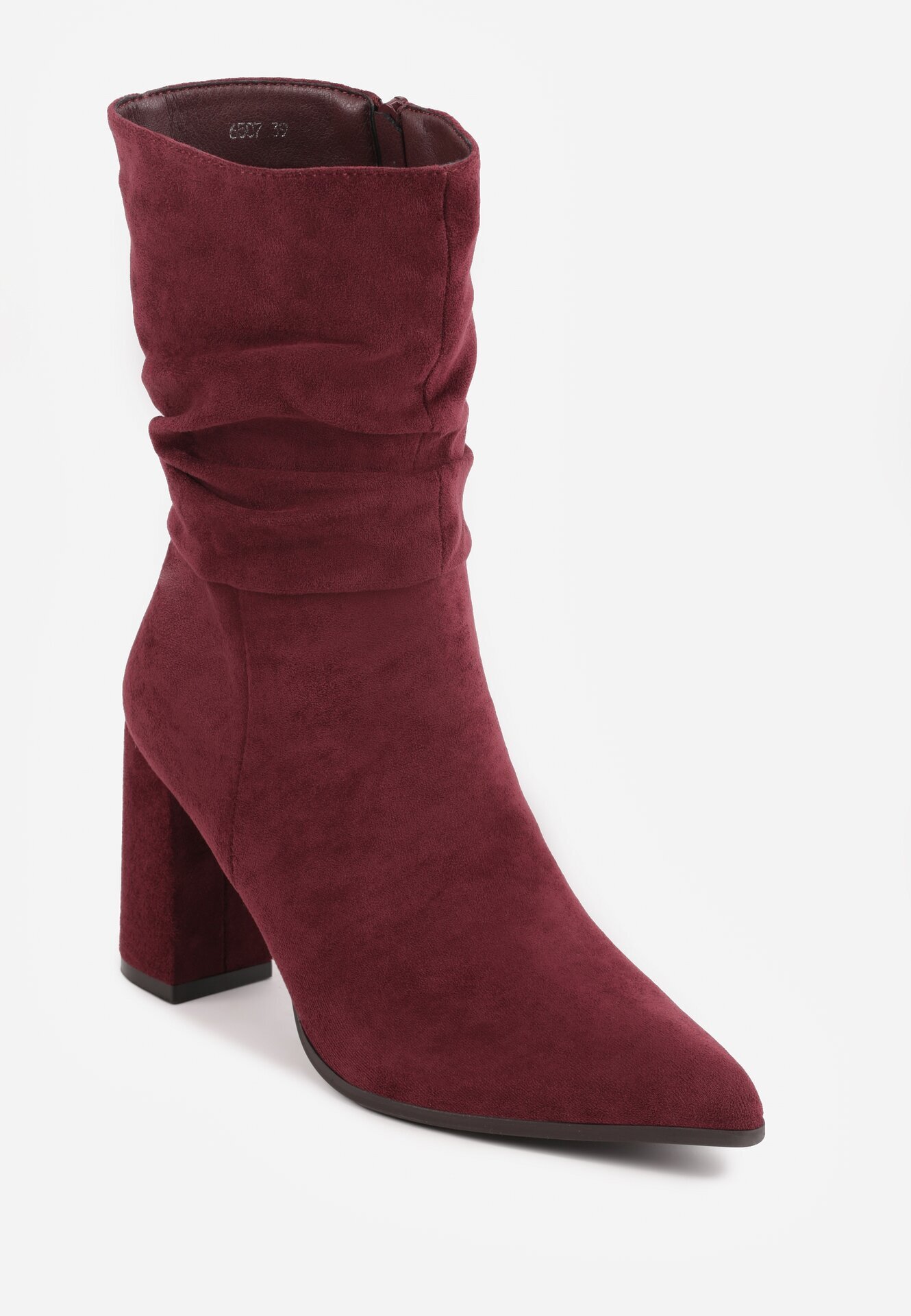ideal Botine cu toc și carâmb drapat Miliana Bej Bordo