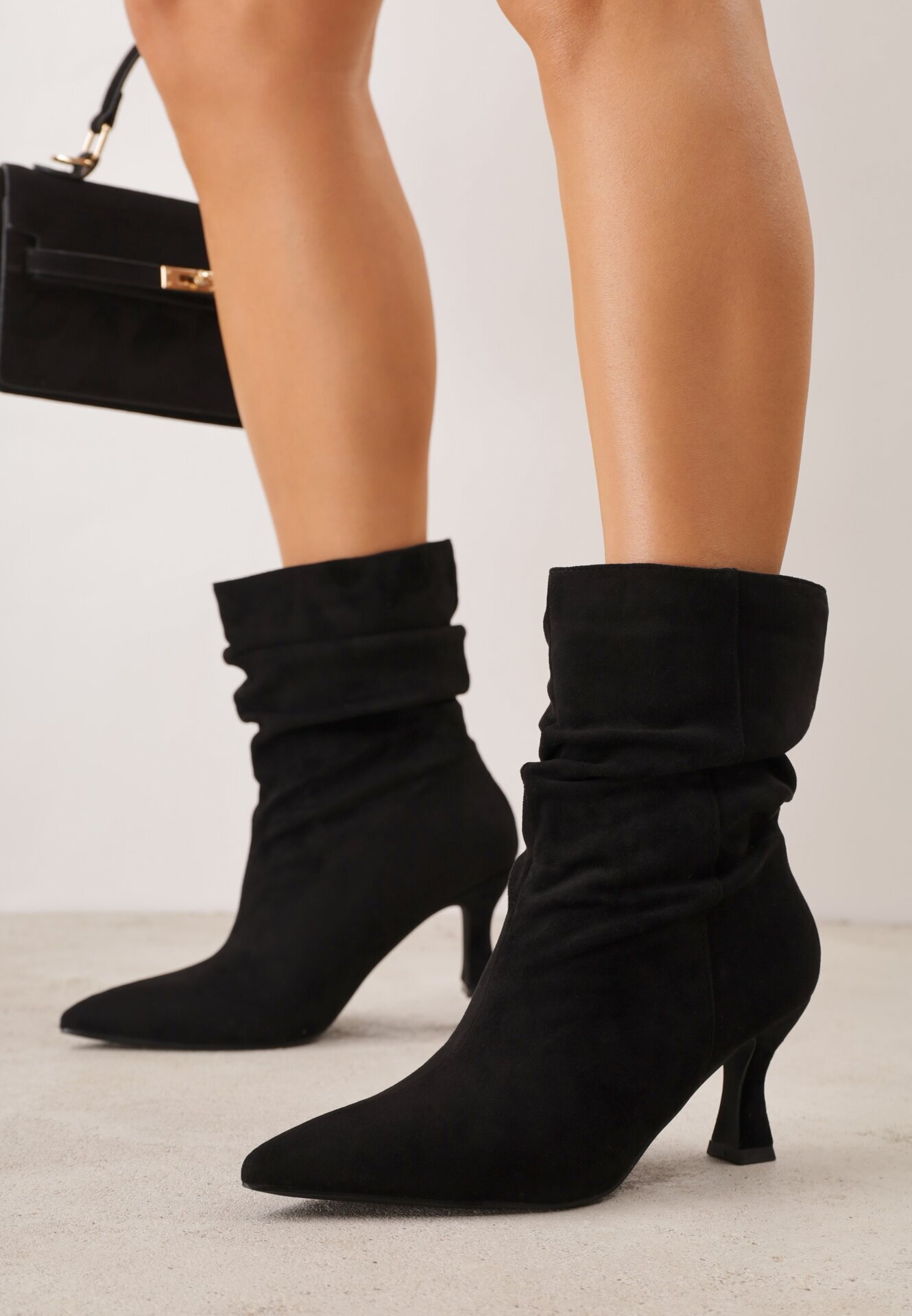 ideal Botine drapate pe toc geometric Carisma Negre