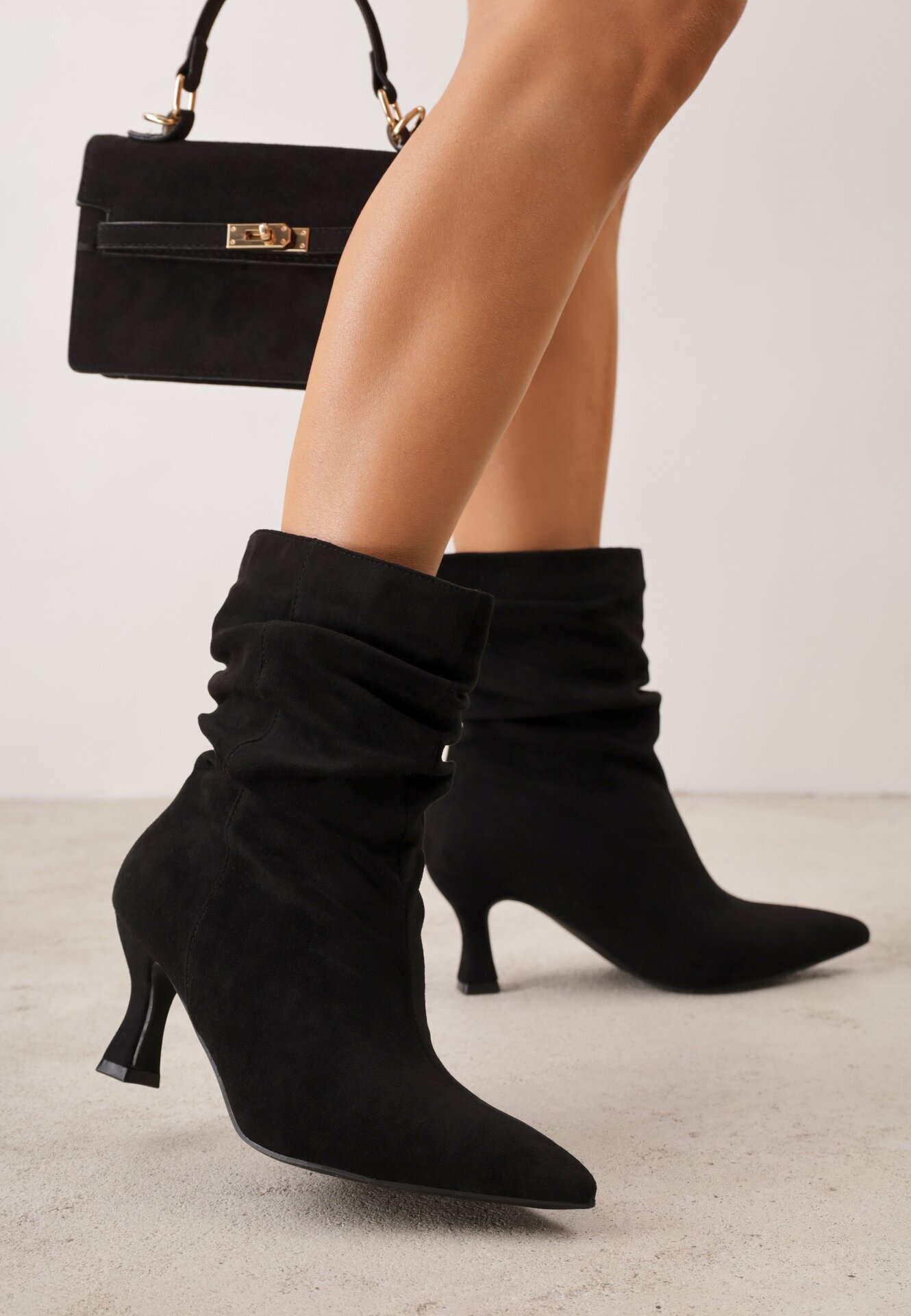 ideal Botine drapate pe toc geometric Carisma Negre