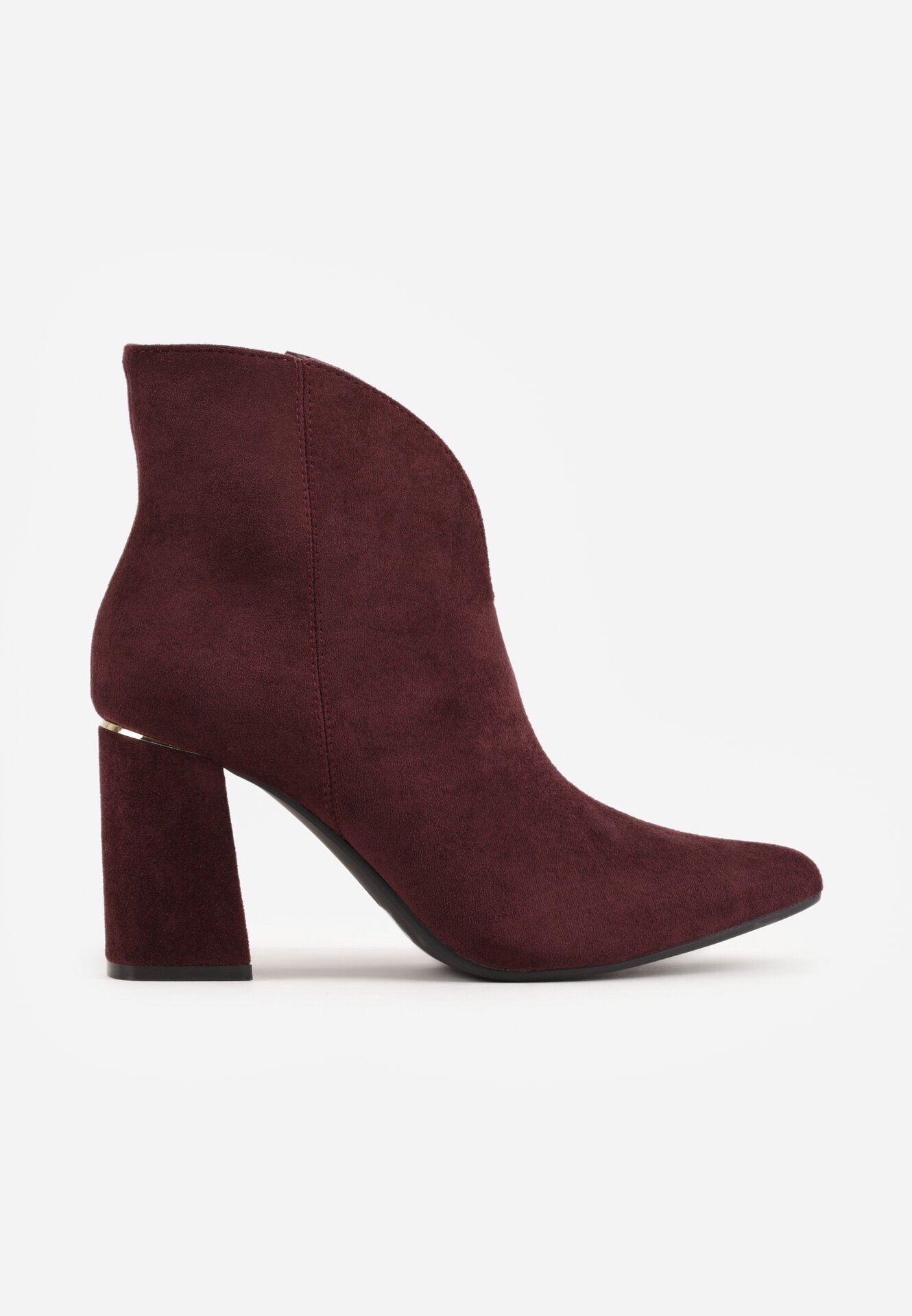 ideal Botine elegante pe toc gros cu carâmb cu decupaj în formă de V Calvori Bordo