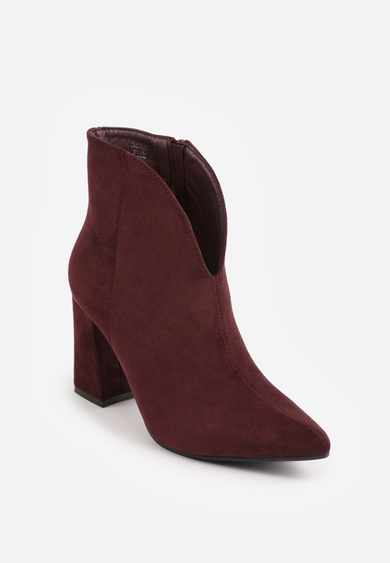 ideal Botine elegante pe toc gros cu carâmb cu decupaj în formă de V Calvori Bordo