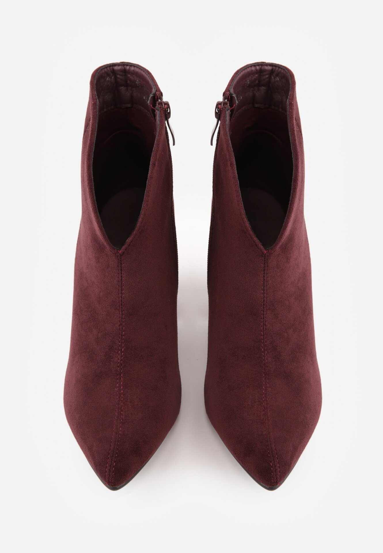 ideal Botine elegante pe toc gros cu carâmb cu decupaj în formă de V Calvori Bordo