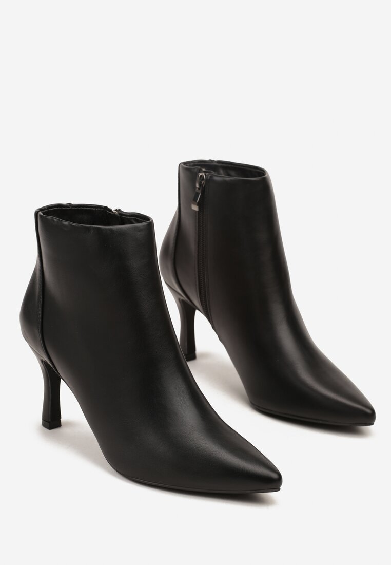 ideal Botine Negre Clasice cu toc cui cu vârf ascuțit Rileosa