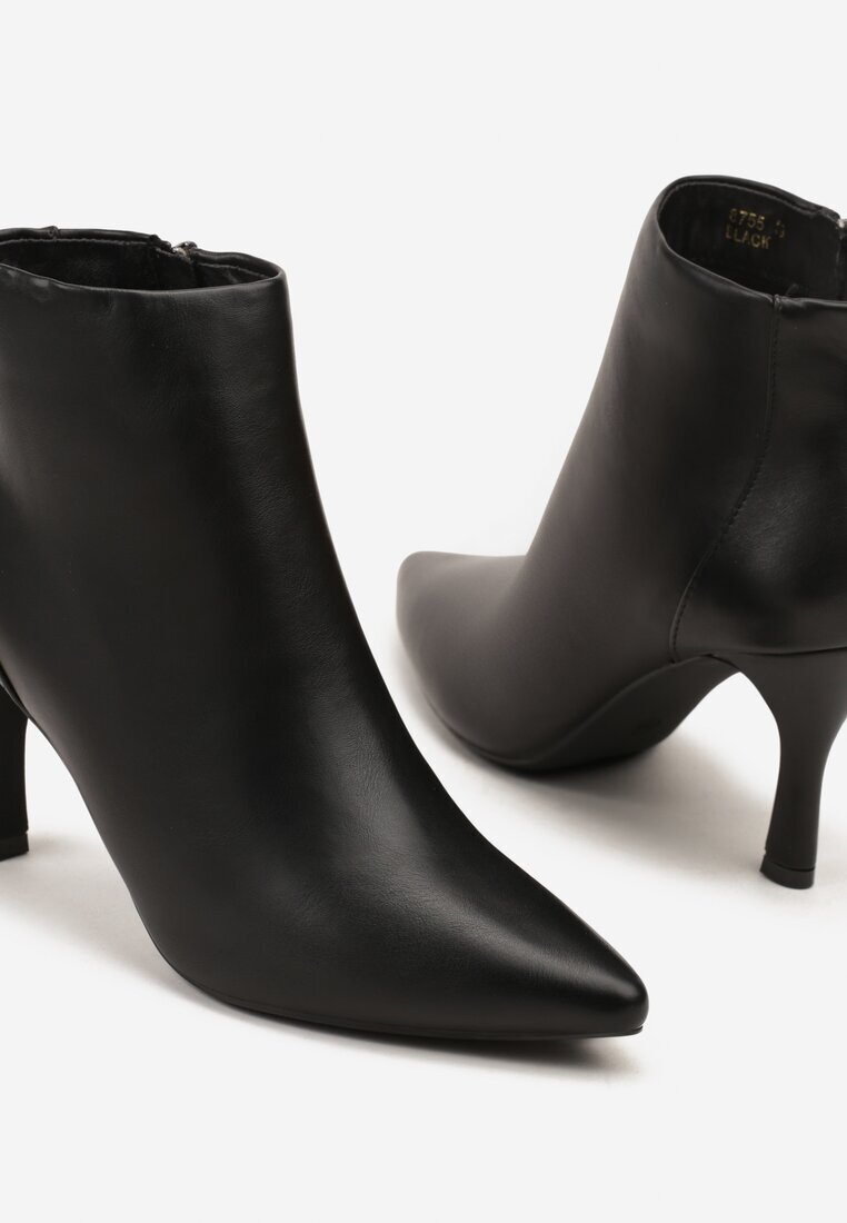 ideal Botine Negre Clasice cu toc cui cu vârf ascuțit Rileosa