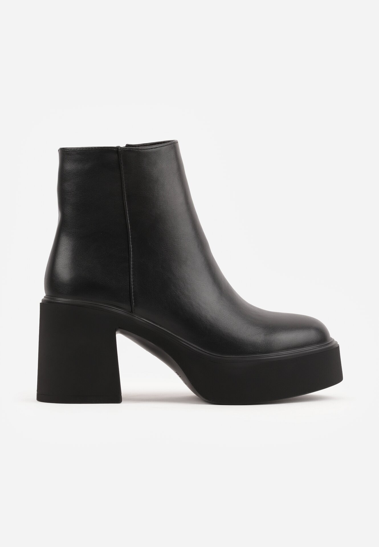 ideal Botine pe platformă și toc gros cu finisaj minimalist Irais Negre