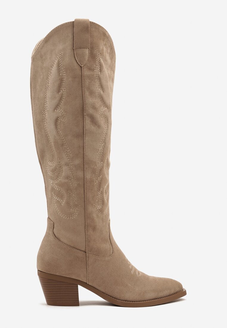 ideal Cizme clasice bej închis tip cowboy din imitație de piele întoarsă Latonassa
