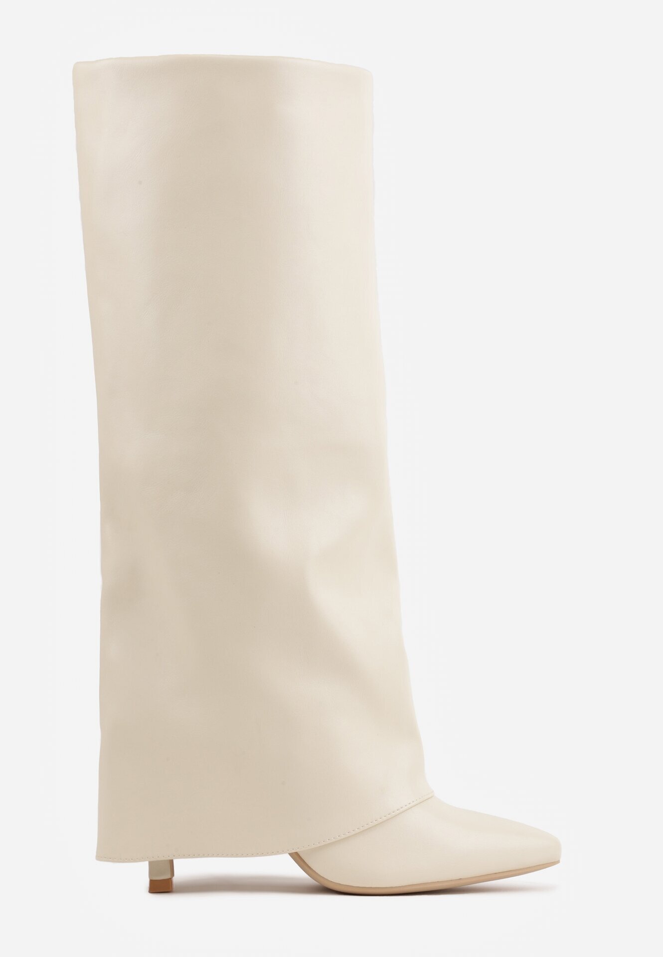 ideal Cizme elegante cu toc stiletto și gambă netedă care imită o crac de pantaloni Eilany Bej