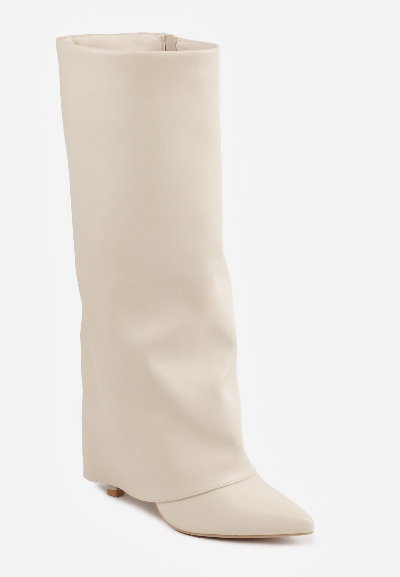 ideal Cizme elegante cu toc stiletto și gambă netedă care imită o crac de pantaloni Eilany Bej