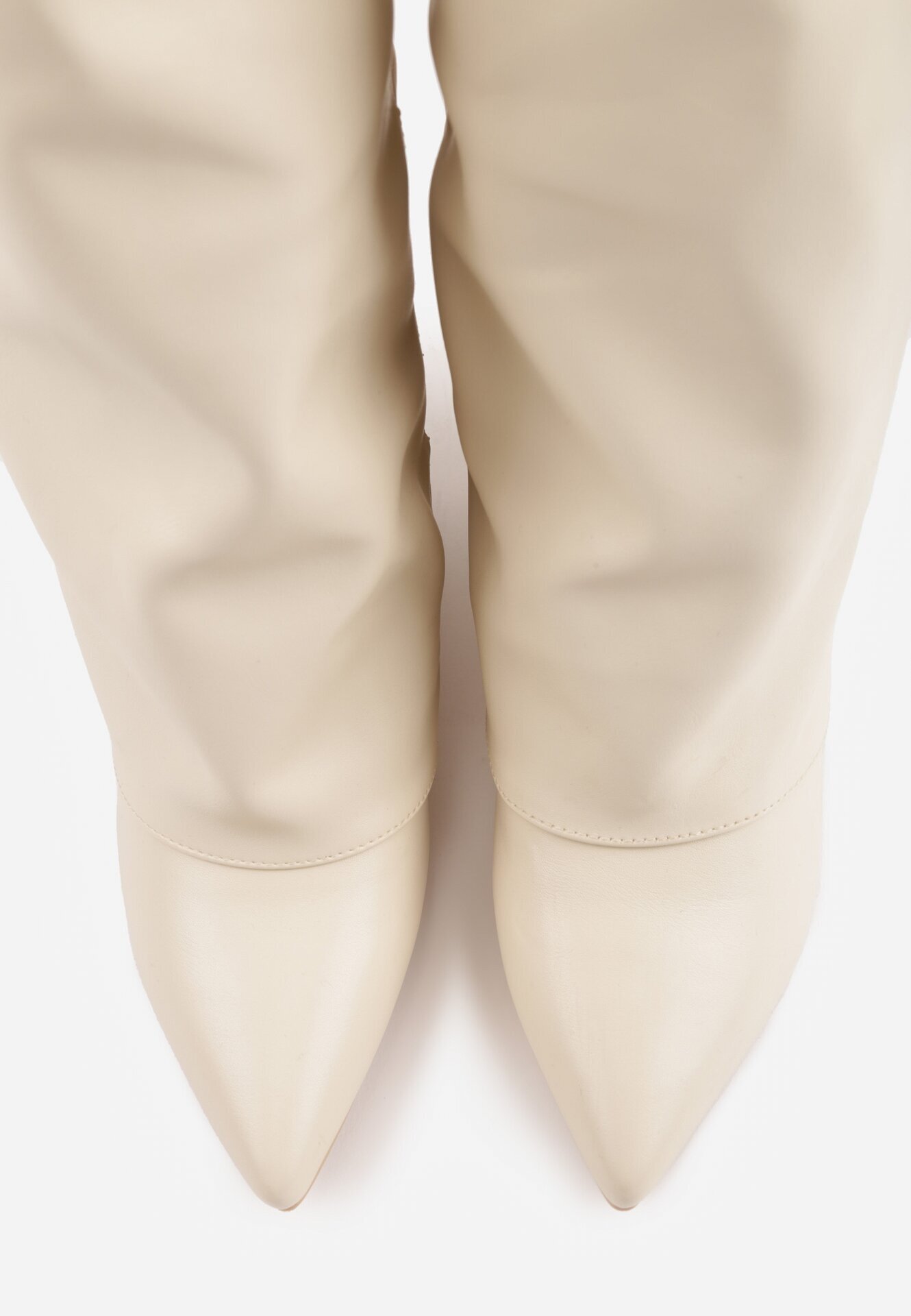 ideal Cizme elegante cu toc stiletto și gambă netedă care imită o crac de pantaloni Eilany Bej
