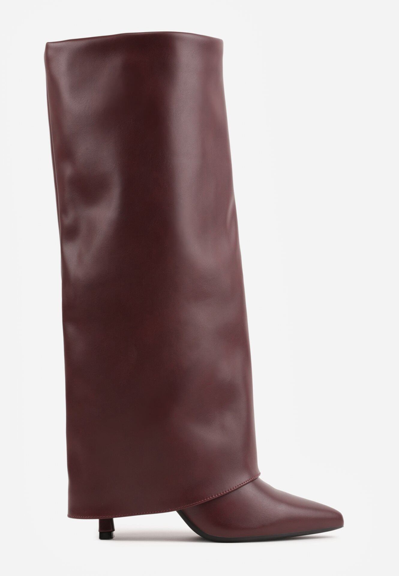 ideal Cizme elegante cu toc stiletto și gambă netedă care imită o crac de pantaloni Eilany Bordo