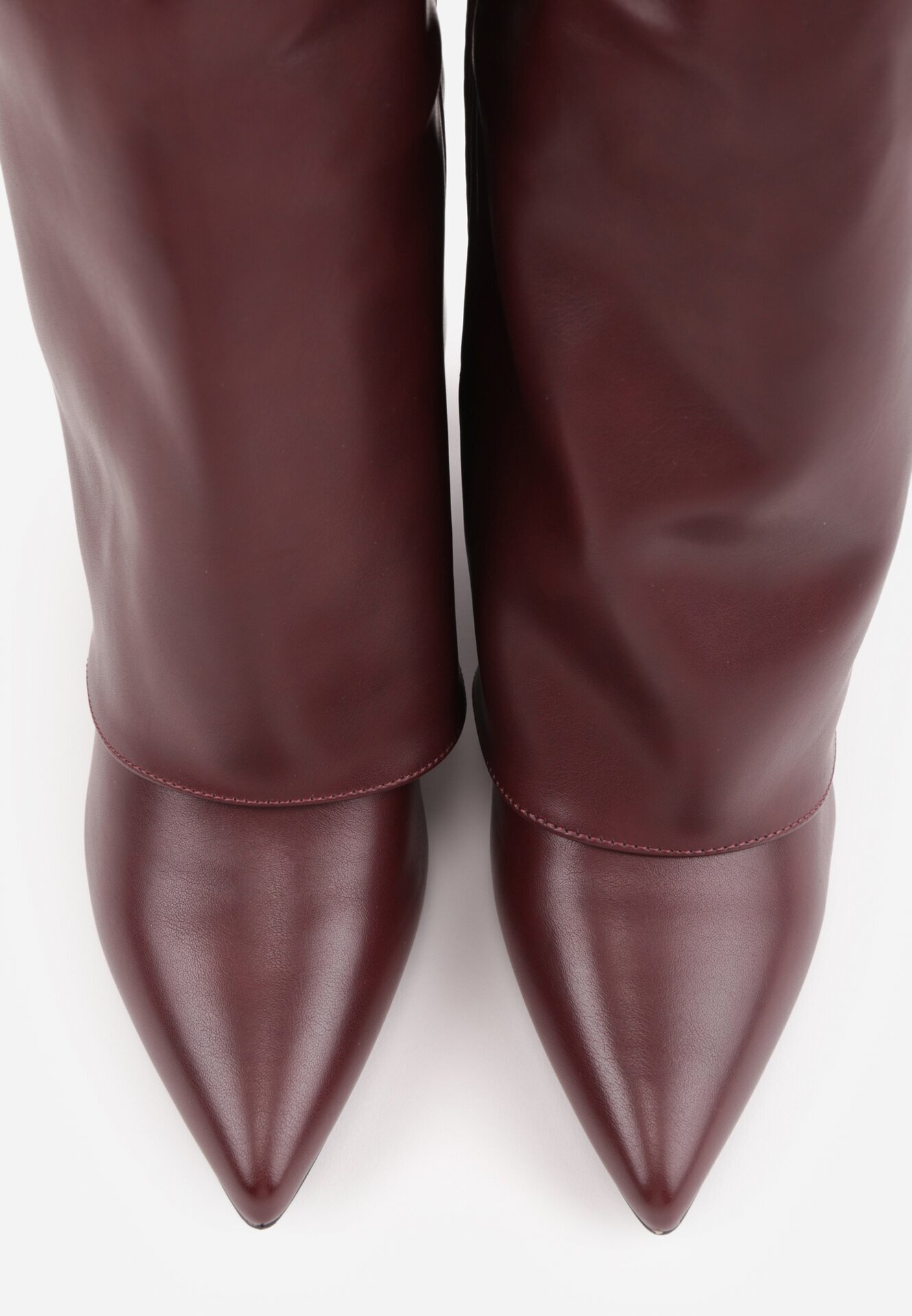 ideal Cizme elegante cu toc stiletto și gambă netedă care imită o crac de pantaloni Eilany Bordo