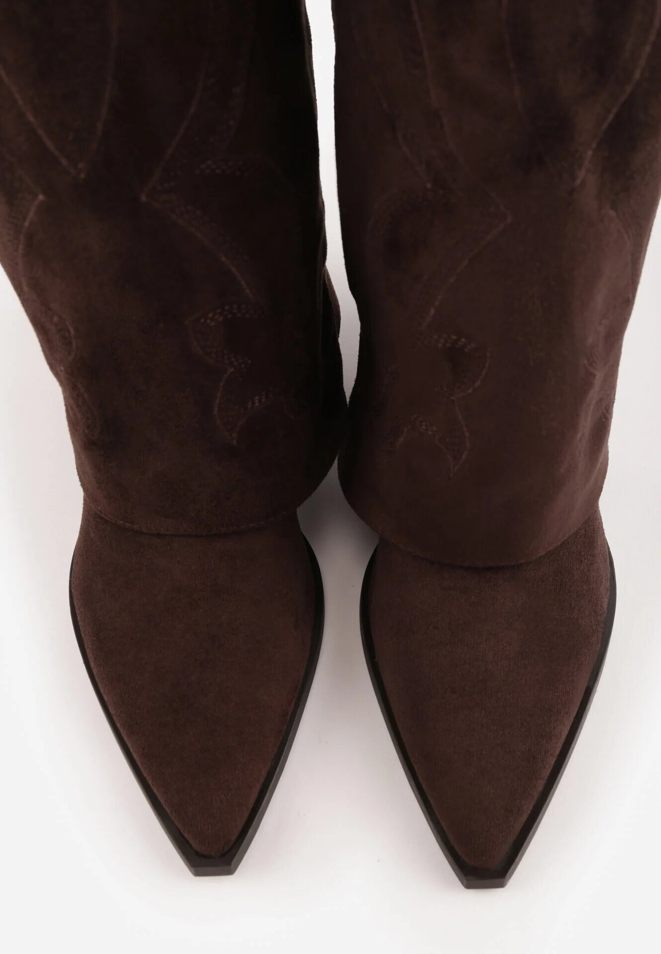 ideal Cizme în stil cowboy cu carâmb care imită o crac de pantaloni pe toc conic Sone Maro