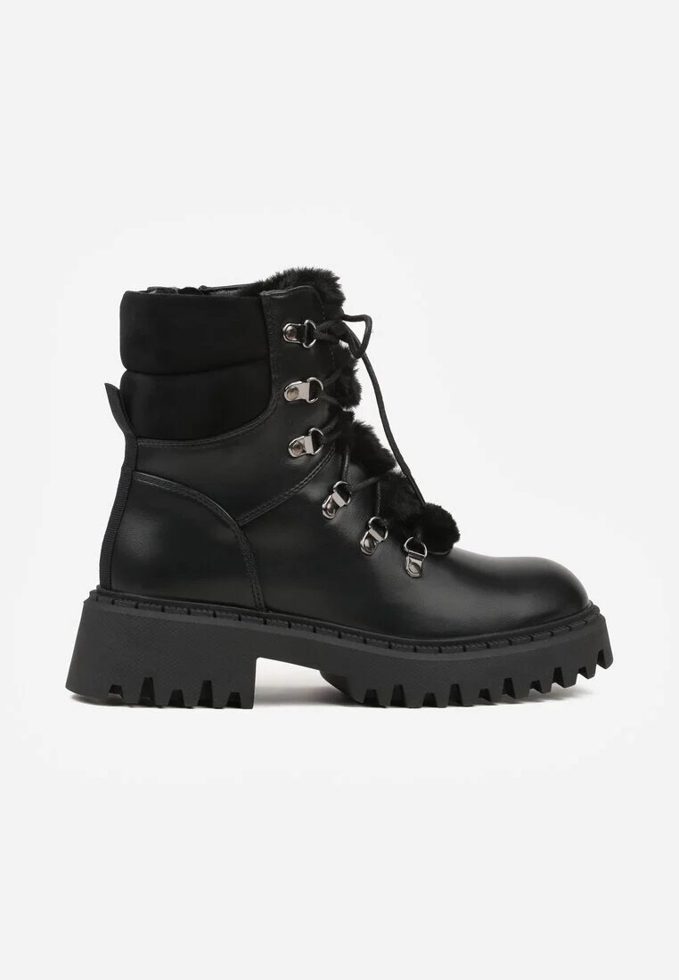 ideal Ghete trapper casual negre decorate cu blăniță pe limbă Charnas