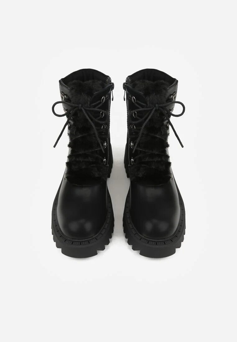 ideal Ghete trapper casual negre decorate cu blăniță pe limbă Charnas