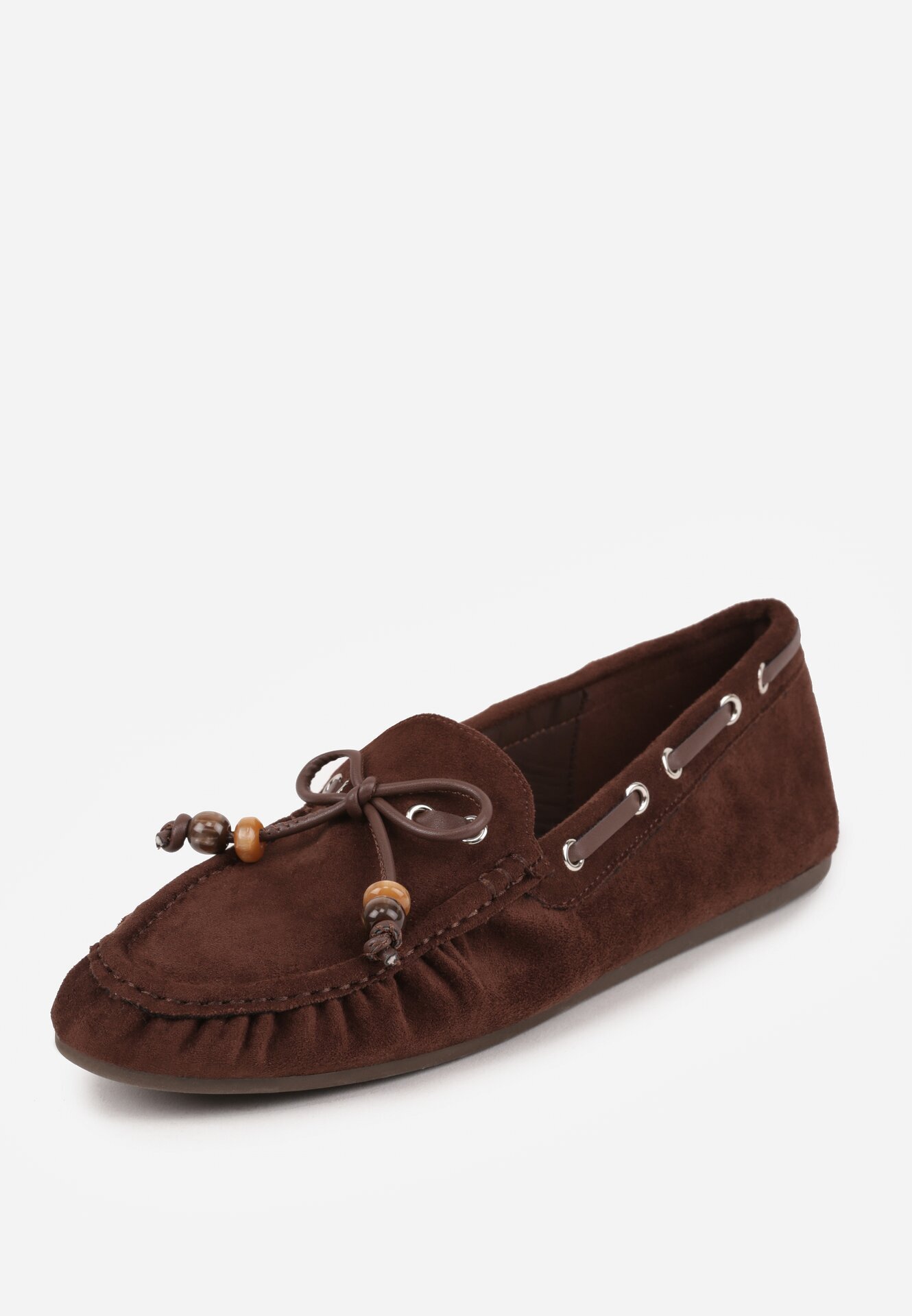 ideal Mocasini Maro cu Cusături Decorative Mărgele și Fundă Mountainthorne