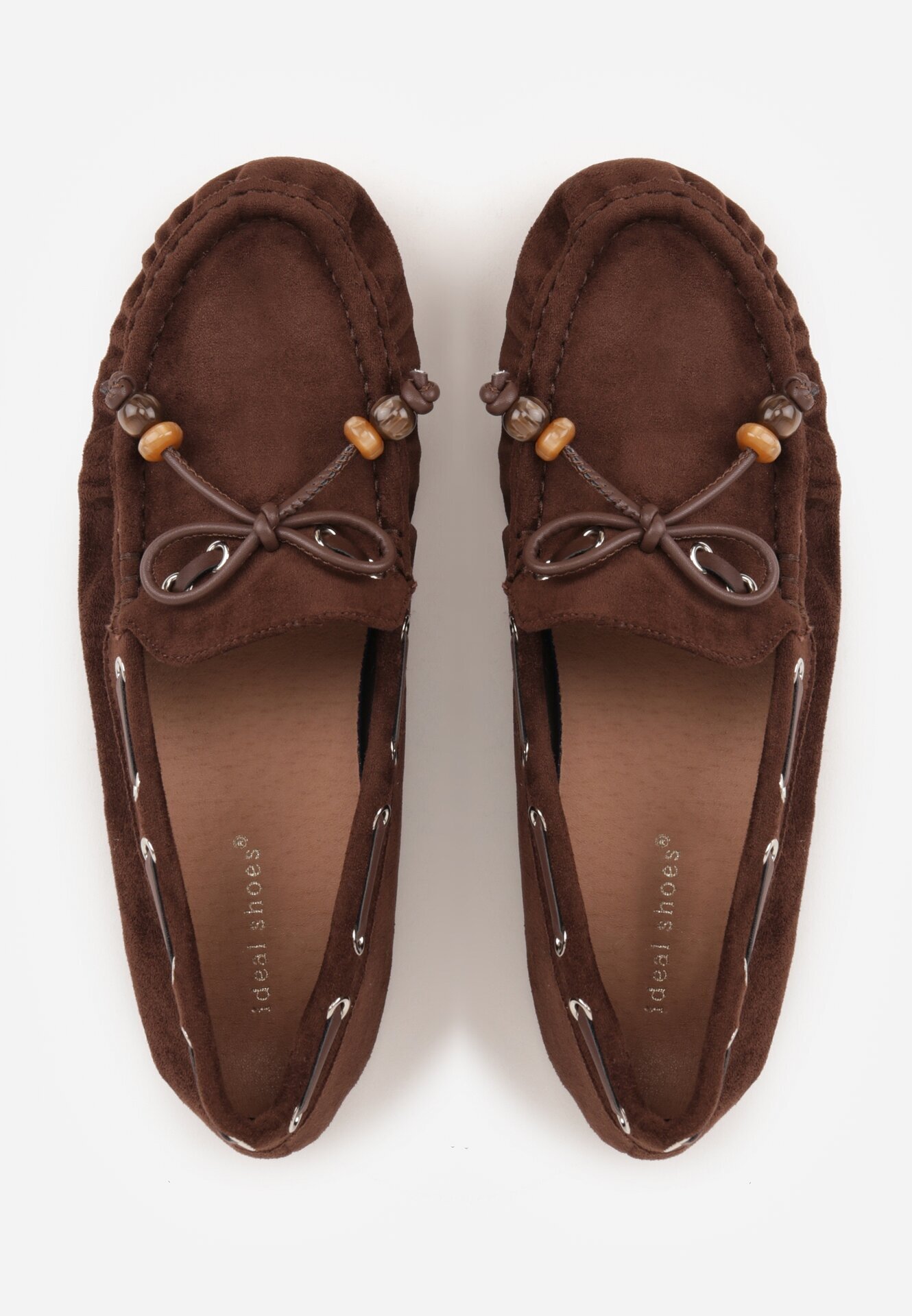 ideal Mocasini Maro cu Cusături Decorative Mărgele și Fundă Mountainthorne
