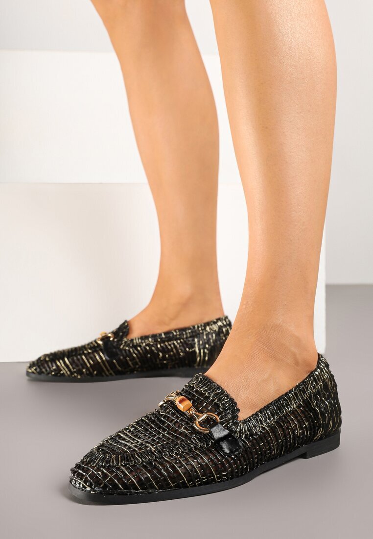 ideal Mocasini Negre Loafersy cu fata ajurată Kolarila